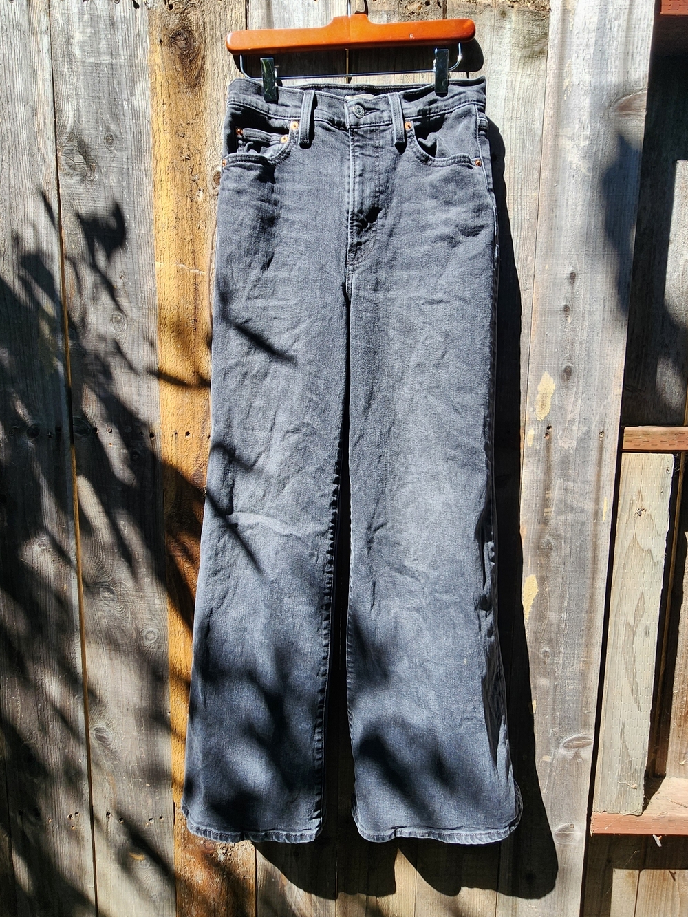 Levi’s Washed Black Wide Leg Jeans High Rise Baggy Denim Size [28]